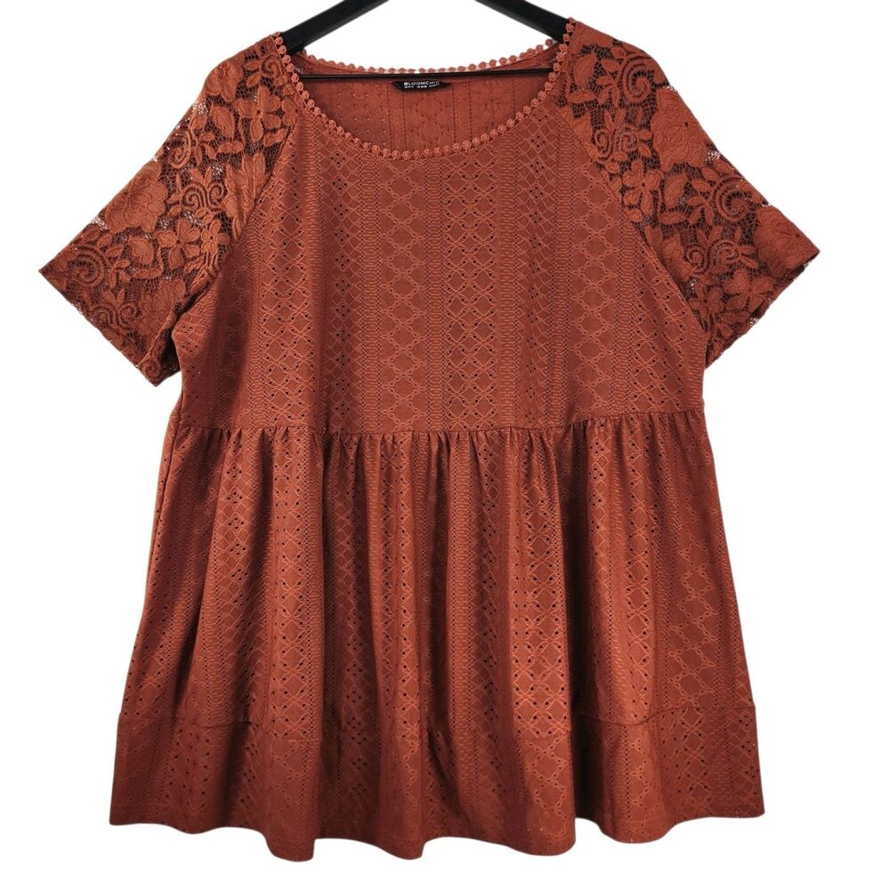 Women's Tunic Dress Sz 12/14 Lace Pointelle Boho Western Cowgirl Empire Waist